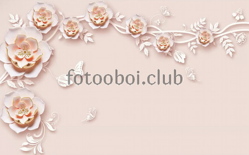цветы, бабочки, розы, 3д, 3d, дизайнерские